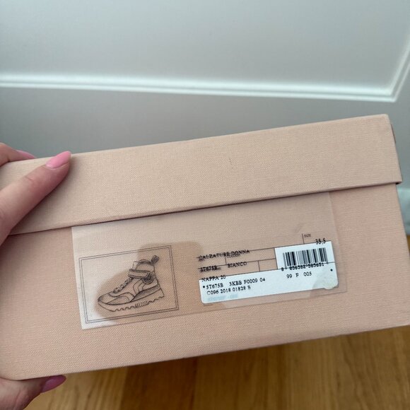 NWT Miu Miu High Top Sneakers White Multi Nappa Leather Lace Up Velcro - Picture 3 of 11